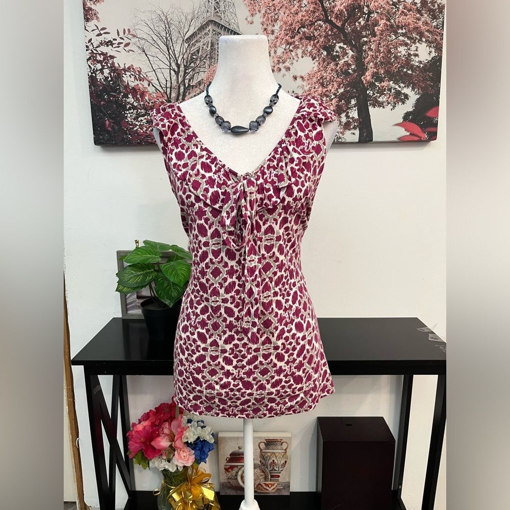 Merona women’s Blouse Plus  Size 2XL Floral Sleeveless V Neck With Ruffle